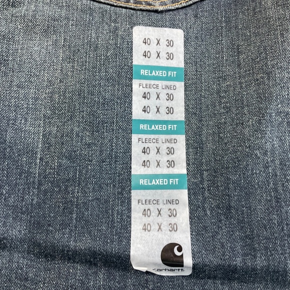 CARHARTT RUGGED FLEX RELAXED FIT DARK WASH FLEECE LINED 5 POCKET JEANS 40/30 NWT - Picture 5 of 11